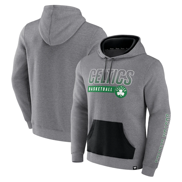 Men's Boston Celtics Heathered Gray Off The Bench Color Block Pullover Hoodie